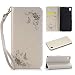 Produktbild Lonchee Sony Xperia M4 Aqua Wallet Tasche Brieftasche Schutzhülle , geprägten Design Hochwertige PU Leder Folio Tasche Case Hülle im Bookstyle mit Standfunktion Kredit Kartenfächer (grau)