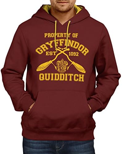 Property Of Gryffindor Quidditch Team Hooded 2 Tone College SweatShirt Jumper Harry Potter Hogwarts Support Retail Quality