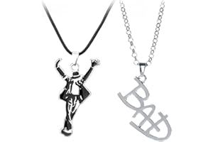 BOMJJOR MJ Jackson - Collana con bracciale per fan di MJ Michael, da uomo e bambino, collezione commemorativa