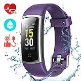 CHEREEKI Montre Connectée, Tracker d'Activité Tension Artérielle Etanche IP68 Smartwatch Sport Écran Coloré avec Moniteur de Sommeil pour iPhone Huawei Samsung Xiaomi Sony (Violet)