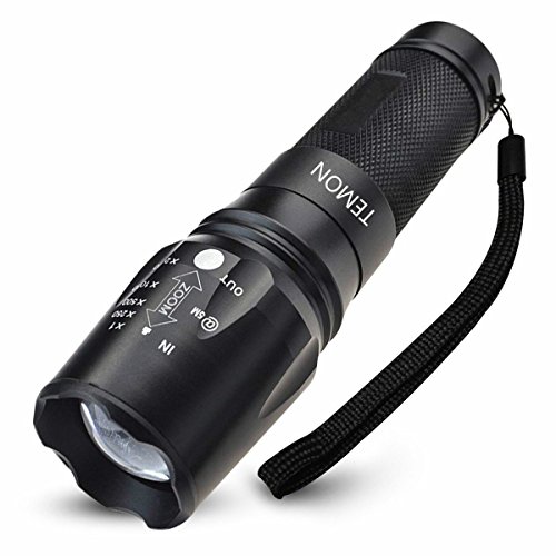 Taschenlampe LED 2000 Lumen T6, 5 Beleuchtungsmodi, Zoomable, Arbeiten für 100000 Stunden, für Innen- und Außenbereich