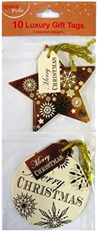 Christmas Luxury Large Gift Tags - Gold, Black and Cream - Pack of 10