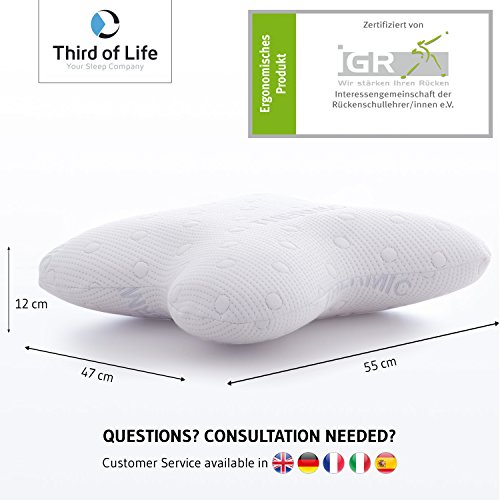Seitenschläferkissen ACAMAR | orthopädisches & ergonomisches Nackenstützkissen | Viscoelastischer Schaum | Thermo Gesundheitskissen | Perfektes Visco Kopfkissen / 55 x 47 x 12 cm - 2