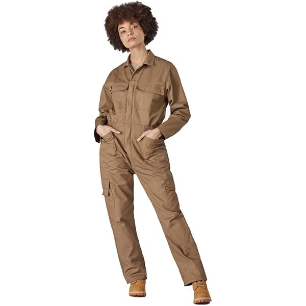 Dickies Katoenen twill overall met lange mouwen voor dames, Mos, M Dickies Katoenen twill overall met lange mouwen voor dames, Mos, M
