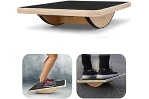 VALHALLA FITNESS Wooden Rocker Board Yoga Balance Board Anti-Skid Roller Exercise Training Board (Large)