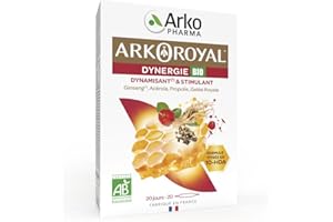 Arkopharma - Arkoroyal Dynergie Bio | Gelée Royale - Propolis - Complément Alimentaire - Booster Énergie - Immunité et Vitalité - Ginseng - Acérola - Dynamisant et Stimulant | 20 Ampoules