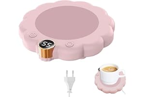 BNOYONERAS Tassenwärmer, Kerzenwärmer mit 3 Temperatureinstellungen, Elektrischer Kaffeewärmer, USB Getränkewärmer, Teewärmer, Schreibtisch Tassenwärmer, Abschaltautomatik Becherwärmer für Büro/Haushalt (Rosa 2)