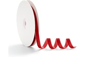 AOKSUNOVA Cinta de Terciopelo para Regalo, 1 cm x 9 m, Cinta de Terciopelo, Color Burdeos Rojo