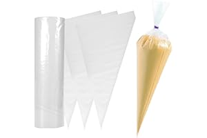 MUALADY Extra Large Piping Bags - 21inch, 50 Pack Clear Disposable Icing Bags, PE Tear-Proof Strong Icing Bags Thick, Easy Piping Bag for DIY Cake & Cookies (52×25cm, Clear)