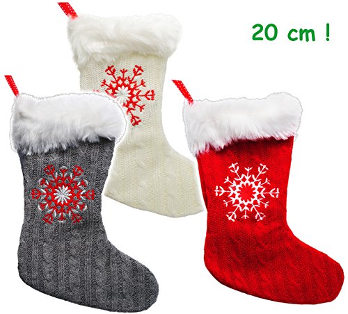 alles-meine.de GmbH 3 Stück _ Weihnachtssocken & Filzstrümpfe - 3-D Effekt - Schneeflocke - STRI..