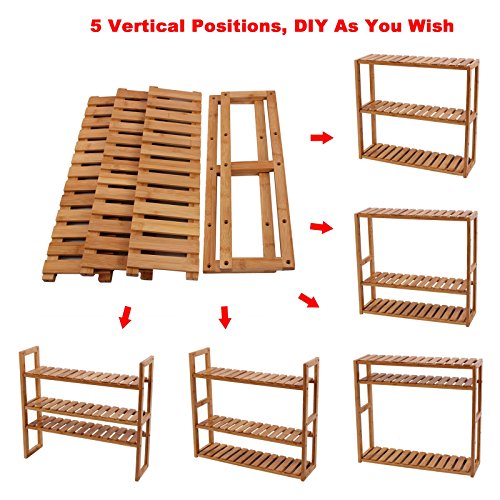 Songmics Badregal Wandregal Küchenregal Handtuchhalter Hängeregal Wandschrank aus Bambus 60 x 15 x 54 cm (B x T x H) BCB13Y - 2