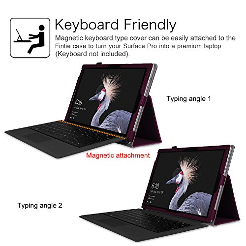 Fintie Microsoft Surface Pro 4 / Surface Pro 2017 Hülle Case – Hochwertige Kunstleder Slim Fit Stand Tasche Schutzhülle Etui Cover mit Stylus-Halterung für Microsoft Surface Pro 4 / Surface Pro 2017 (12,3 Zoll) Tablet-PC, Lila - 6