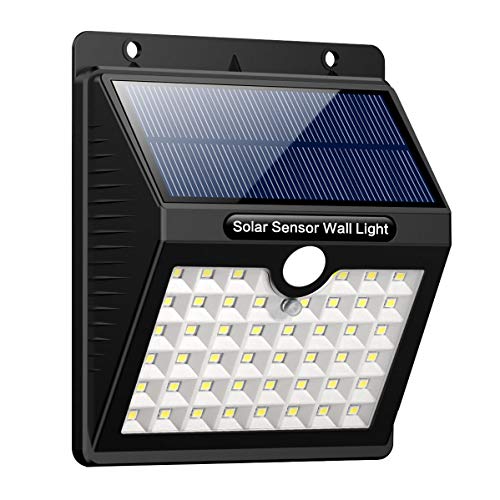 Yacikos Luz Solar Jardín, 46 LED Foco Solar 1800mAh Lámpara Solar Exterior con Sensor de Movimiento, Luces de Pared Solares Seguras Impermeables con 3 Modos para Jardín,Patio,Camino