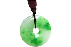 YIGEDAN Collana con ciondolo in giada verde naturale intagliata a mano, 35 mm, Perla Resina, Giada