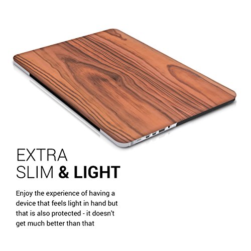 kwmobile Hardcase Laptop Hülle für Apple MacBook Pro Retina 15″ (ab Anfang 2013) – Holz Maserung Design Braun dünne gummierte Schutzhülle Cover Case Tasche - 4