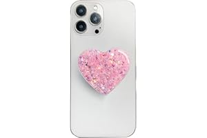 AOWVUTS Supports de Téléphone Support Coeur à Paillettes Compatible Poignée Grip Extensibles Base Rétractable et Créatif Airbag Support pour Smartphones et Tablettes (Rose)