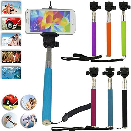 Telescopic / Extendable Selfie stick Self-portrait - Monopod Selfie Handheld Stick Pole with Mount Holder specially designed for Most mobile phones and smartphones such as Iphone 5s 5c 5 4s 4 6 Samsung Galaxy - Can Be Used With Mobile Cell phone and a Camera (Variation Colours)