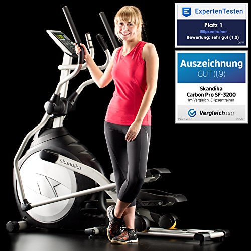 skandika Crosstrainer CardioCross Carbon Pro SF-3200, 23,5 kg Schwungmasse, wartungsarmes Bremssytem über Magnettechnologie, Transportrollen, Kalorienverbrauch, Zeit und und Pulsmessung - 2