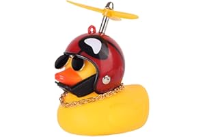 ZOLITIME Anatra di gomma Ornamenti giocattolo Anatra gialla Decorazioni per cruscotto per auto Spremere Anatra Corna per bicicletta Casco per elica
