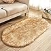 Produktbild RX-21 Faux Pelz Teppich Weich Flauschige Schaffell Teppich Oval Zottelig Schaffell Wolle Teppiche zum Schlafzimmer Wohnzimmer,7,100 * 180cm
