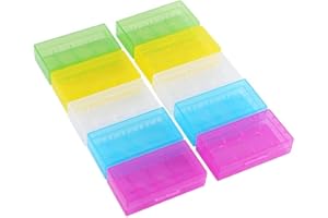 Hakeeta 10 Stück 5 Farben Batterie Aufbewahrungsbox, Batterie Box Kunststoff Batterie Box, transparente Bunte Fällen, Schutz Batteriehalter für 18650 18350 Batterie