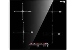 GASLAND Chef IH60BF-DE Table de cuisson à induction encastrable 60 cm 4 zones de cuisson, Table de cuisson autarcique 4 plaques avec Slider Touch, PowerBoost, fonctions maintien au chaud, 7200W