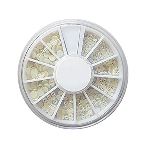 WINOMO Elegant 3D Nail Art Stickers Decals Beige Acrylic Pearl Beads - 200 Pieces