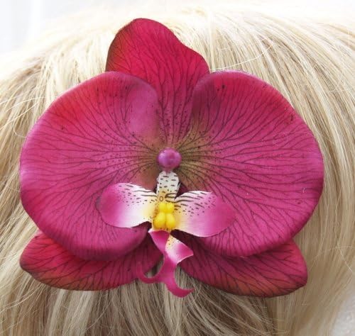 BURGUNDY ORCHID FLOWER FASINATOR HAIR GRIP Weddings Races Party