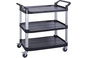 BPT Servierwagen mit 3 Böden Partition Küchenwagen,Tragfähigkeit 200 kg,Reinigungswagen im Restaurant，Hotel Schul Küche Abräumwagen Rollwagen (Modell 1)