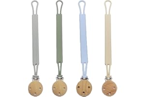 RAMONI 4pcs Mam Dummy Clip,Silicone Dummy Clips,Silicone Dummy Clip for Baby Boys and Girls,Baby Girls and Boys Pacifier Holder One-Piece Design,Dummy Clip for Baby(White,Blue,Gray and Green)