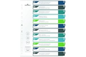 ‎DURABLE Durable Ordnerregister 1-12, Register A4+ hoch, beschriftbares Indexblatt, 100% recycelbar, mehrfarbig, 679627