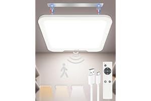 FYLXURO Rechargeable LED Ceiling Light, Motion Sensor 7500mAh Battery Operated Shed Light with Remote, Magnetic Mount, Dimmable Wireless Ceiling Lamp, 3 Color Temperatures for Bathroom, Garage, Loft, Hallway