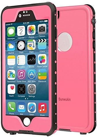 Sunwukin IP68 Waterproof Protective Case for iPhone 6s Plus/ iPhone 6 Plus (5.5 inch) [Pro Series] With Built-in Clear Screen Protector Shockproof Snowproof Dirtpoof Design (Pink)