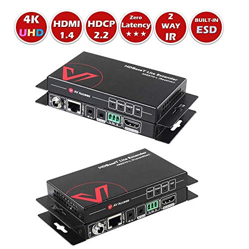 UltraHD HDMI Extender HDBaseT Bi-directional PoE & IR Remote, Uncompressed 4Kx2K@60Hz/30Hz over Single CAT5e/6/7, HDCP2.2 Compliant, RS-232, HDR, Dobly Vision, 70M 1080P, 40M 4K, Dolby Atmos, DTS, CEC