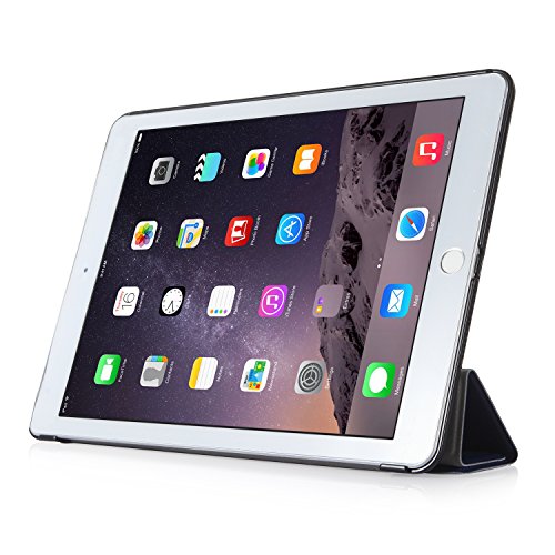 iHarbort® iPad Air 2 Hülle – Premium PU Leder Tasche Hülle Etui Schutzhülle Ständer Smart Cover für iPad Air 2, mit Schlaf / Wach-up-Funktion (iPad Air 2, dunkelblau) - 3