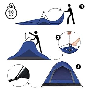 Lumaland Tenda da Campeggio Resistente e Leggera Pop Up per 3 Persone 215x195x120cm - immagine 7