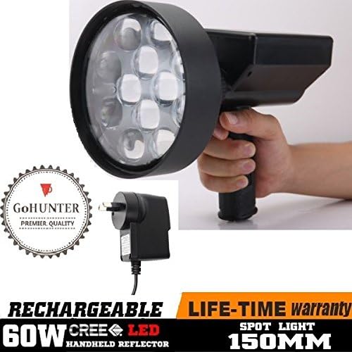 UK Model 60W Rechargeable Spotlight 6500LM Hunting Torch Spot Light US CREE LED