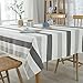 Produktbild Moderne einfache Streifen Muster Tischdecken wasserdicht Baumwolle und Polyester Tischdecke rechteckigen minimalistischen Abdeckung Handtuch für Home Restaurant und Hotel , White and Grey Large Stripe , 70*70cm