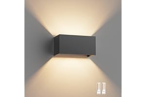 Klighten Lampa ścienna do wewnątrz/na zewnątrz IP54 z regulowanym kątem wiązki Lampa ścienna do wnętrz Ciepła biel 3000 K oświetlenie zewnętrzne w górę w dół wzór (szary oscuro)