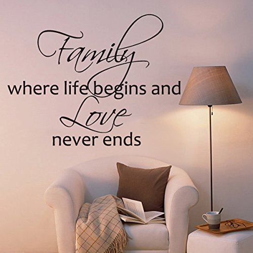 Family Where Life Begins and Love Never Ends Vinylwand-Beschriftungs-Zit Romantiker Home Zitat Decor Kunst(custom, x-large)