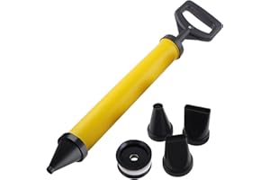 ONLISUM Pistola de juntas para mortero con 4 boquillas, 1 pistón de goma de repuesto, pistola de mortero, pistola de mortero, bomba de mortero manual con accesorios, jeringa de mortero para