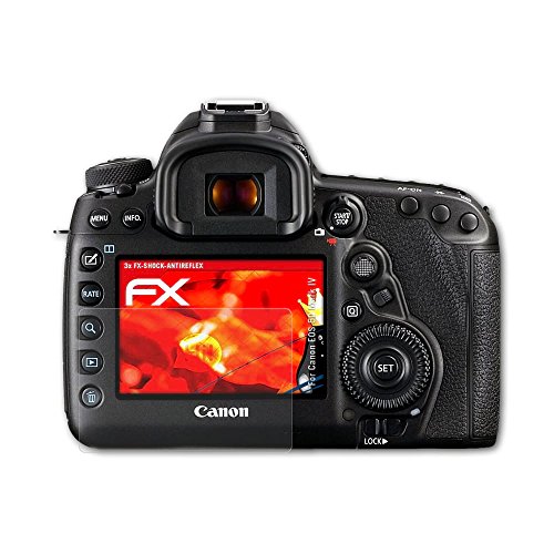 atFoliX Canon EOS 5D Mark IV Anti-Choc Film Protecteur - 3 x FX-Shock-Antireflex Amortisseur Anti-  blouissement Anti-Casse Protecteur d   cran