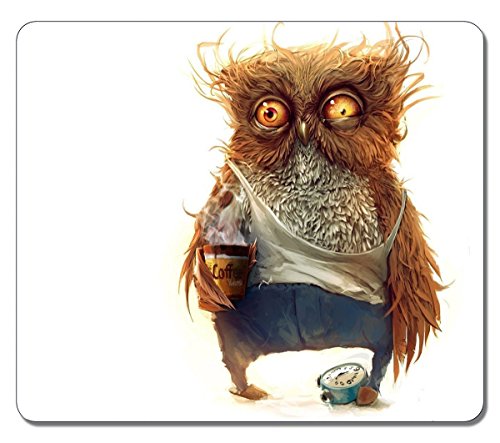 Eule vor Morning Coffee 19565 rutschfeste Gummi Mauspad Gaming Mauspad Mauspad