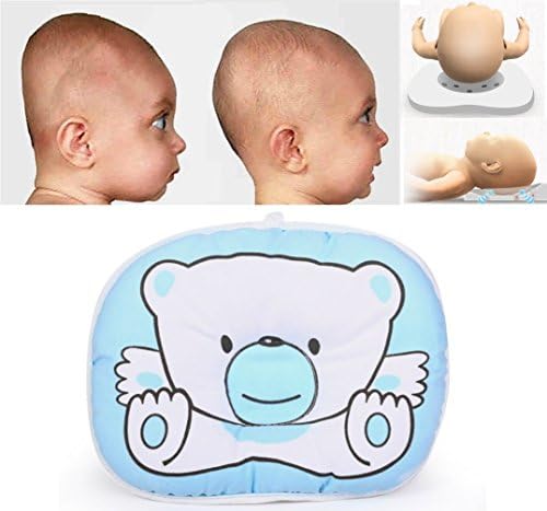 Hot Newborn Baby Boy Girl Anti-roll Pillow Flat Head Sleeping Positioner Bear [MeMo Toys] (Blue)