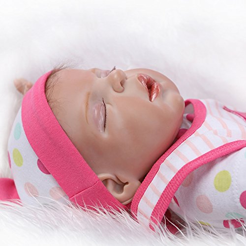 NPKDOLL Reborn Baby Doll Hard Silicone Vinyl 22inch 55cm Magnetic Mouth Lifelike Waterproof Boy Girl Toy Red Animal Eyes Close A1UK