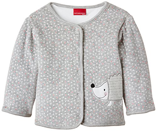 SALT AND PEPPER Baby Girls NB Jacket L.friends Nicki Crew Neck Long Sleeve Sweatshirt, Grey (grey-melange 203), 3-6 Months (Manufacturer size: 68)