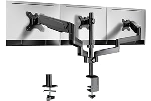WORLDLIFT Monitor Halterung 3 Monitore, Premium Aluminium 3 Monitor Halterung für 17"-27" LED LCD Bildschirme, Höhenverstellbar Tischhalterung, 7 kg/Arm, vesa 75 * 75 100x100