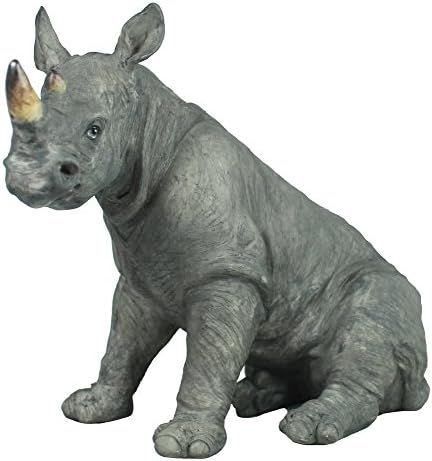 colourliving® Decorative Figure Rhino 22 cm Wild Life Animal Statue Decoration Lifelike Dickhäuter