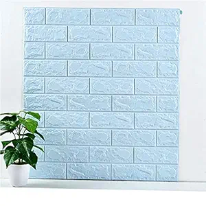 HARISWARUP HS-STOREs Polyethylene Peel and Stick 3D Brick Wall Panels for Interior Wall Decor (Blue)