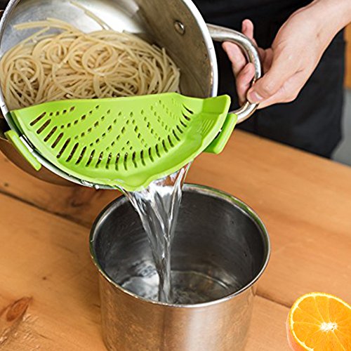 Snap Sieb Wechselrahmen Sieb Töpfe Trainer Küche Extras Silikon Clip-on Abtropffläche Seiher für Lebensmittel Entwässerung, Universalgröße passt alle Kochgeschirr - 7